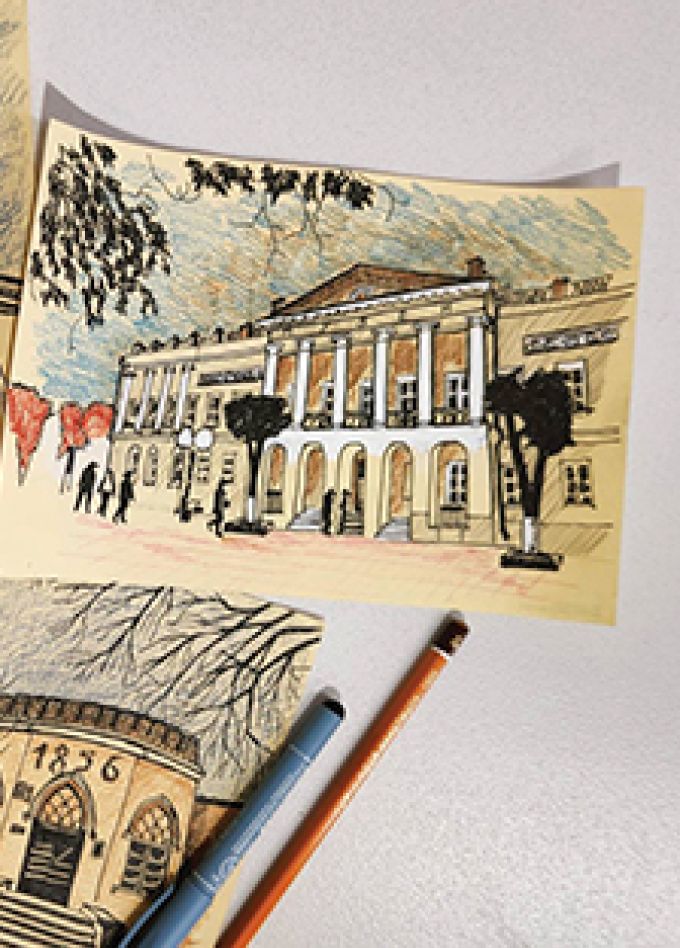 Скетчинг. Ночной Оренбург. Музейное занятие
