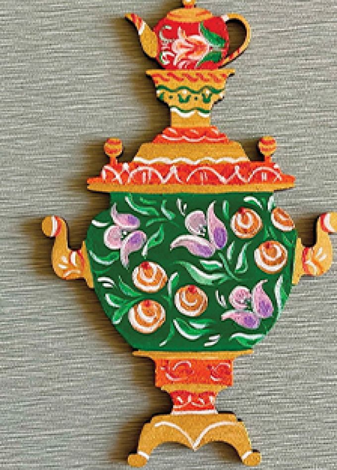 Самовар: Музейное занятие по росписи деревянной заготовки-магнита