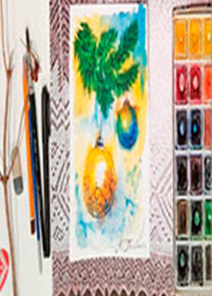 Музейное занятие "Елочные украшения". Акварельные штудии