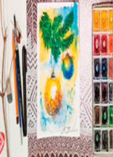 Музейное занятие "Елочные украшения". Акварельные штудии