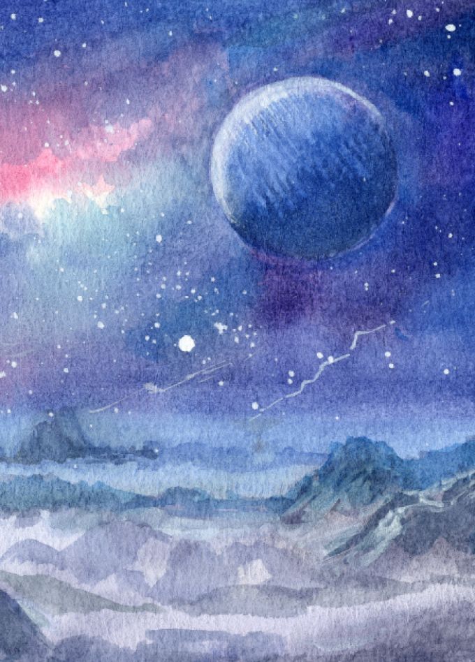 Рисуем космос акварелью. Мастер-класс